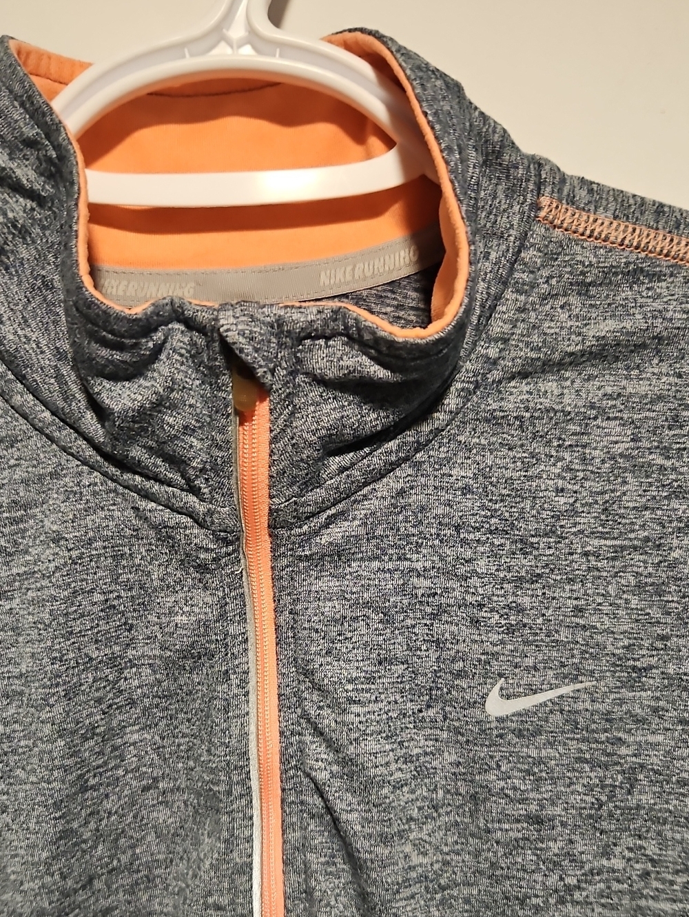 Nike Gray Heather Zip-Up Jacket with Peach Trim